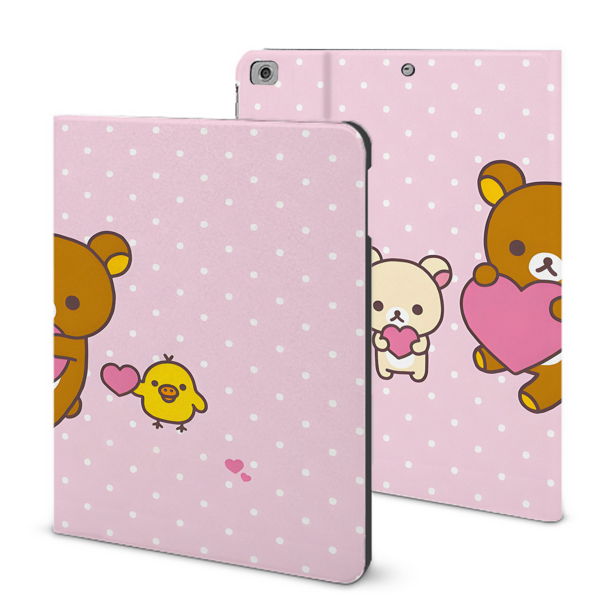 （画像用） リラックマ リラックマ キイロイトリ Rilakkuma Korilakkuma Kiiroitori IPad ケース ブック型 PUレザー TPU 耐衝撃 軽量 薄型 ペン収納なし 全面保護 IPad 各モデル対応